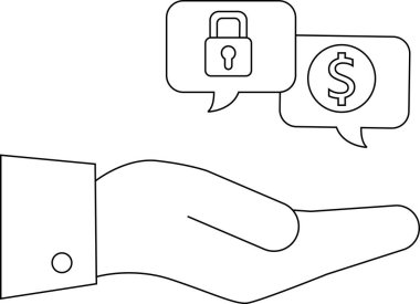 Altında kelepçe olan bir el konuşma baloncuklarında dolar işaretleri