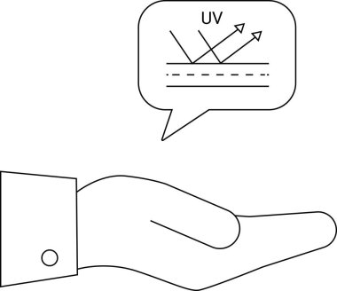 Açık el UV koruma açıklama baloncuğu ile sunuldu