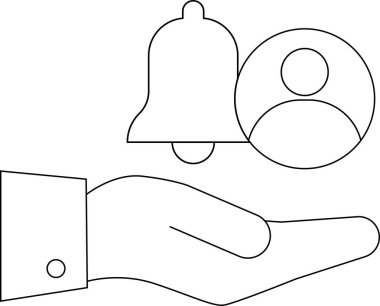 Bir çan profilinin ana simgesi ve onu beyaz bir arkaplanda tutuyor.