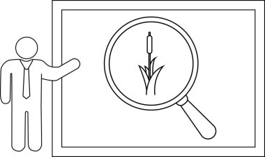 Çerçevelenmiş bir tahtada büyütülmüş bir kedi kuyruğuna işaret eder