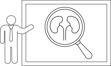 Çubuk şekli, bir grafikteki büyüteç altında böbrek görüntüsü sunar