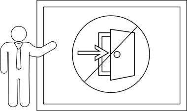 Girmeyi yasaklayan bir tabelayı gösteren bir çöp adam