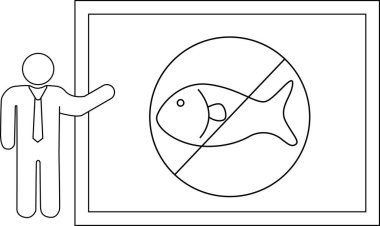 Bir çöp adam çerçevelenmiş bir tahtada balık sembolü göstermez.
