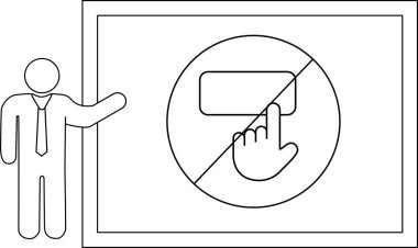 Bir sunucu ve ekran uyarısı tasvir eden simge bir tuşa basma veya dokunma