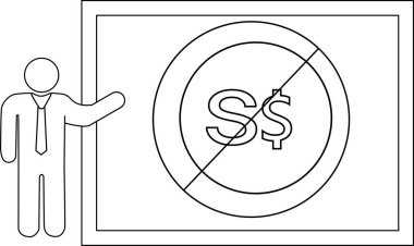 İçerisinde S harfi olan bir işareti gösteren bir adam.