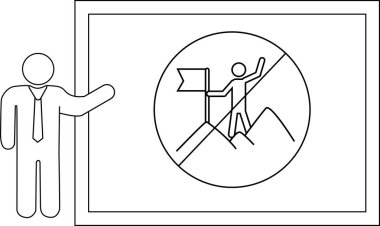 Adam hedef alan dağ zirvesi bayrağıyla sunum ekranını işaret ediyor