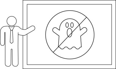 Hayaletleri yasaklayan bir işareti gösteren bir figür çizimi