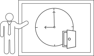 Bir kişi saat 900 'de ve kapı aralığı olan bir tahtayı işaret ediyor.