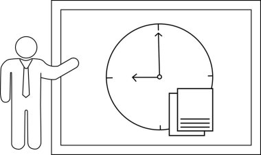 Saat dokümanları ve insan figürleriyle sunum