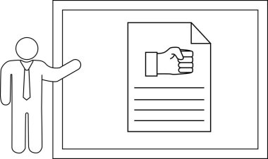 Çubuk şekli bir çerçeve içinde yumruk resmi ile belge sunar