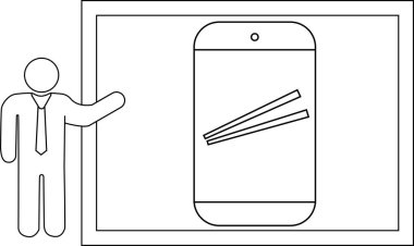 Birisi ekranda üzerinde yemek çubukları olan bir telefonu gösteriyor.