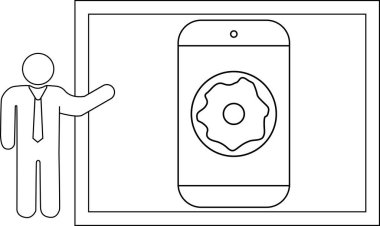 Figür ekranda donut sergilenen bir akıllı telefonu sunar.