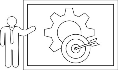 Teçhizat ve hedef grafiği sunan adam