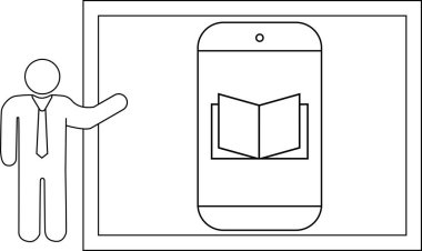 Yapıştırma sunucusu çerçevelenmiş ekranda kitap grafiği olan mobil aygıtı gösterir