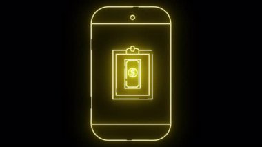 Bir akıllı telefonun parlayan ana hatları Bir pano üzerinde para görüntüsü