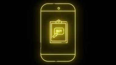 Ekranda parlayan satın alma düğmesi grafiği olan neon telefon