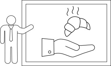 Çubuk şekil çerçeveli el kruvasan buhar hatlarına işaret ediyor