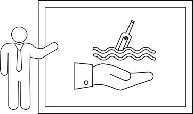 Adam elinde şişe tomarıyla el sallıyor.