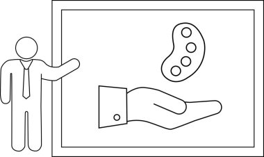 Çizgi çizen adam çerçeveli resimde paleti tutuyor.