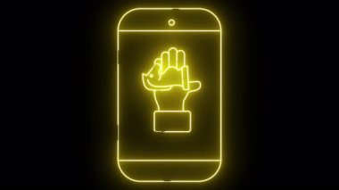 Aydınlatılmış telefon hatları bir el gösteriyor. Hepsi parlak sarı renkte, simsiyah bir arkaplanda.