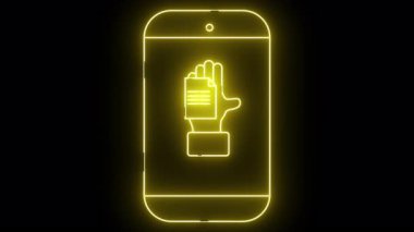 Ekranda bir belgeyi tutan akıllı telefonun neon sarısı çizgisi.