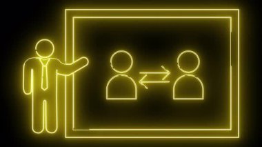 Sarı neon çizgisi siyah bir arkaplan üzerinde bir çerçeve içinde bir döviz diyagramını gösteren bir sunucu gösterir