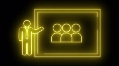 Parlak sarı çizgiler bir grup insanın ekranın yanında durduğunu gösteriyor.