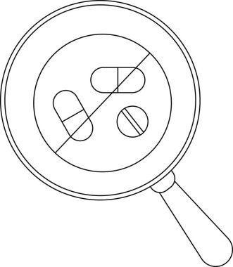 Bir büyüteç, olay yerinde çapraz çizgisi olan haplara ve tabletlere odaklanır.