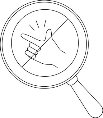 Büyüteç, eli sıkıca kavrayan ve yasağı işaret eden bir çizgiyle sarar.