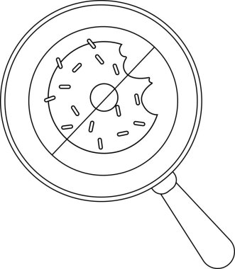 Büyüteç altındaki bir çöreğin çizimi ikiye bölünmüş.