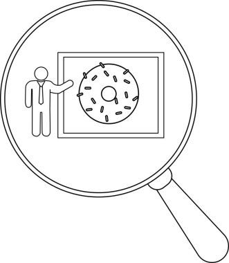 Beyaz tahtada çörek çizelgesi sunan bir adamın büyütülmüş görüntüsü.