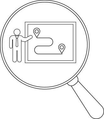 Bir büyüteç sunucu, sunum tahtasında yol işaretleri olan bir haritayı gösterir