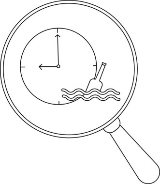 Büyüteç, içinde 800 saat ve dalgalar halinde yüzen bir şişe olduğunu gösteriyor.