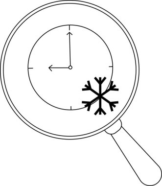 Büyüteçle izlenen bir kar tanesiyle birlikte 900 'ü gösteren bir saat.