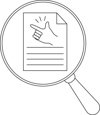 Metin satırlarının üzerinde parmak şıklatmayı içeren bir belgeye odaklanan büyüteç