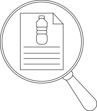 Büyüteç, su şişesi görüntüsü olan bir belgeye odaklanıyor ve metin çiziliyor