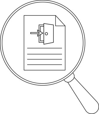 Büyüteç, üzerinde kapı ve ok olan bir belgeye odaklanmış.