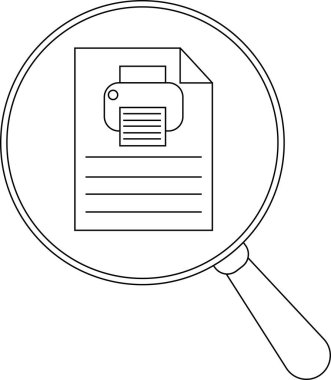 Bir büyüteç metin ve yazıcı simgesine sahip bir belge gösterir