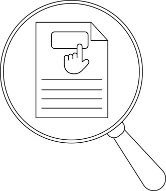 Bir büyüteç metin ve düğme seçen bir el ile bir belgeye odaklanır