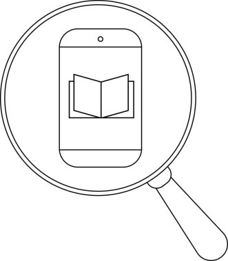 Ekranda açık bir kitapla cep telefonu büyütülmüş