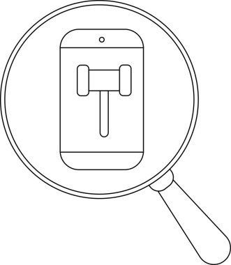 Büyüteç, yargıç tokmağı simgesini gösteren bir akıllı telefona odaklanıyor