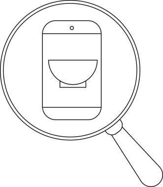 Kase simgesine sahip bir akıllı telefon mercek altında büyütülür