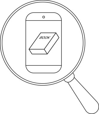 Kitap kelimesini gösteren bir telefon ekranına odaklanan bir büyüteç