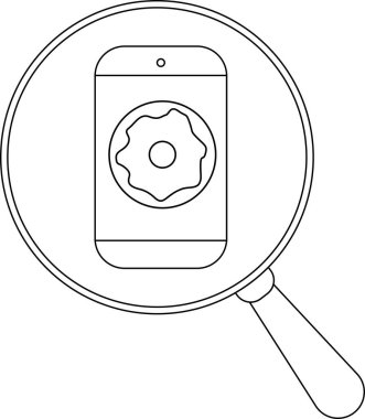 Bir donut bir telefon ekranında büyüteçle görüntülenir.