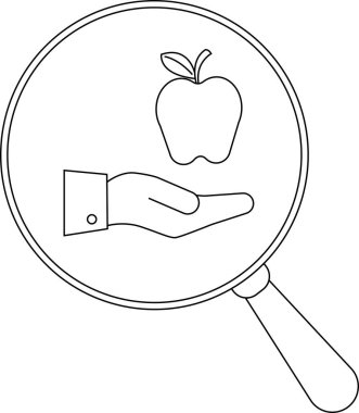 Ana hatlı büyüteç, elma sunan bir ele odaklanıyor