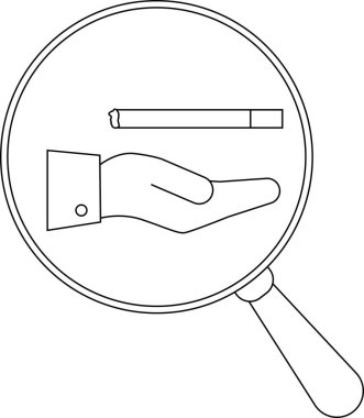 Büyüteç, elinde gömlek manşeti olan bir sigara olduğunu gösteriyor.