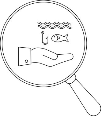 Büyüteç, balık kancası dalgaları sunan elleri vurguluyor