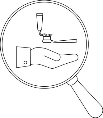 Büyüteç, bir el fırçasına uygulanan diş macununa odaklanır