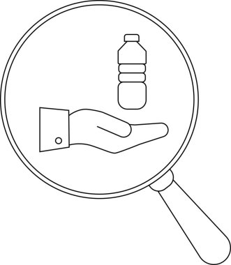 Büyüteç şişeyi elinde tutmaya odaklanıyor.