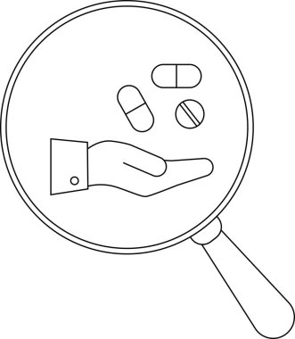 Etrafı haplarla çevrili büyültülmüş el, potansiyel sağlık incelemesi gösteriyor.